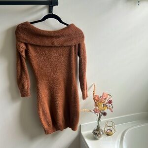 Brown over the shoulder long sleeve dress - NWT SMALL